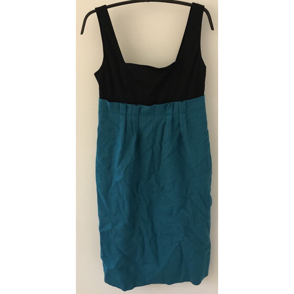 Diane van Furstenburg Blue Black Color Block Wool Blent Pencil Dress 6 34"